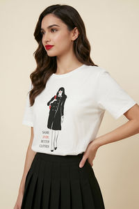 Zivame Devil Wears Prada Knit Cotton Loungewear Top - Lucent White — thumbnail 3